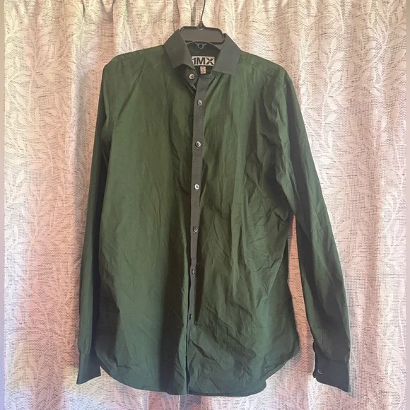 Express 1MX Green Fitted Dress Shirt Size Large SALE - Picture 3 of 5